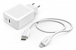 1382477 Сетевое зар./устр. Hama H-188330 3A PD для Apple кабель Apple Lightning/Type-C белый (00188330)