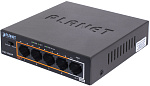 1000458146 Коммутатор Planet коммутатор/ 4-Port 10/100Mbps 802.3af/at POE + 1-Port 10/100MBPS Desktop Switch (60W POE Budget, External Power Supply)