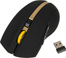998168 Мышь Оклик 495MW черный/золотистый оптическая (1600dpi) беспроводная USB для ноутбука (6but)