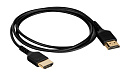 139456 Кабель HDMI Wize [WAVC-HDMIUS-2M] 2 м, v.2.0, 19M/19M, 4K/60 Hz 4:4:4, 36 AWG, HDCP 2.2,ультратонкий, позол.разъемы, черный, пакет