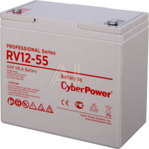 1000527490 Аккумуляторная батарея PS CyberPower RV 12-55 / 12 В 55 Ач Battery CyberPower Professional series RV 12-55, voltage 12V, capacity (discharge 20 h)
