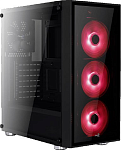 Корпус AEROCOOL Quartz Red, ATX, без БП, закаленное стекло спереди и сбоку, 3x 12см LED (красный), 1х 120мм (черный) в комплекте, 1xUSB 3.0, 2xUSB 2.0