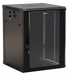 1779053 Шкаф коммутационный Hyperline (TWB-0645-GP-RAL9004) настенный 6U 600x450мм пер.дв.стекл 60кг черный 367мм IP20 сталь