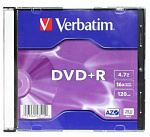 54125 Диск DVD+R Verbatim 4.7Gb 16x Slim case (1шт) (43515)