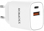 1728959 Сетевое зар./устр. Romoss AC20T 3A (PD) USB-C/USB-A универсальное белый
