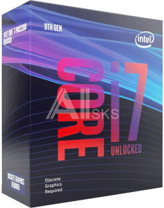CPU Intel Core i7-9700KF (3.6GHz/12MB/8 cores) LGA1151 BOX, TDP 95W, max 128Gb DDR4-2466, BX80684I79700KFSRG16