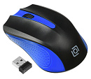 997826 Мышь Оклик 485MW черный/синий оптическая (1000dpi) беспроводная USB для ноутбука (3but)