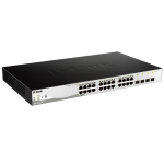 D-Link DGS-1210-28MP/F1A, PROJ L2 Smart Switch with 24 10/100/1000Base-T ports and 4 1000Base-T/SFP combo-ports (24 PoE ports 802.3af/802.3at (30 W),