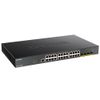 77592 Коммутатор D-Link DGS-1250-28XMP/A1A L2 Smart Switch with 24 10/100/1000Base-T ports and 4 10GBase-X SFP+ ports (24 PoE ports 802.3af/802.3at (30 W),