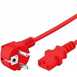 1735265 Hyperline PWC-IEC13-SHM-5.0-RD кабель питания компьютера (Schuko+C13) (3x1.0), 10A, угловая вилка, 5 м, цвет красный