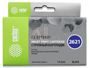 845543 Картридж струйный Cactus CS-EPT2621 26XL черный (19.2мл) для Epson Expression Home XP-600/605/700/800