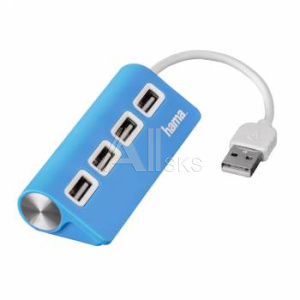 363034 Разветвитель USB 2.0 Hama TopSide 4порт. голубой (00012179)