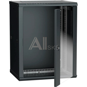 1000399498 19" настенный шкаф 12U 600x450, стекл. передняя дверь, черный (плоск. упак)