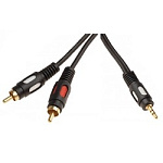 1363806 Rexant (17-4232) Шнур 3.5 Stereo Plug - 2RCA Plug 1.5М (GOLD)