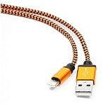 1427687 Gembird Кабель USB 2.0 Cablexpert CC-ApUSB2oe1m, AM/Lightning 8P, 1м, нейлоновая оплетка, алюминиевые разъемы, оранжевый, пакет