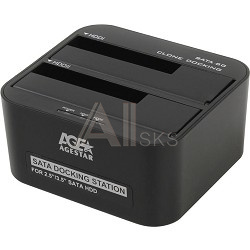 1478363 Жесткий диск AGESTAR Докстанция 2x2.5"/3.5" SATA HDD/SSD 3UBT6-6G, USB3.0, пластик, черный, UASP