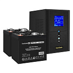 296796 Комплект ИБП EX295987RUS + батарея 55Aч EX285667RUS 2шт (инвертор, синус, для котла) ExeGate SineTower SZ-1000.LCD.AVR.2SH.1C13.USB <1000VA/800W, чист