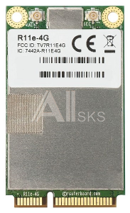 R11e-4G MikroTik 4G/LTE miniPCI-e card with 2 x u.FL connectors for bands 3/7/20/31/41n/42/43