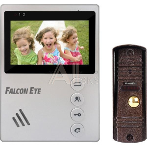 1739904 Falcon Eye KIT- Vista Комплект. Видеодомофон: дисплей 4" TFT; механические кнопки; подключение до 2-х вызывных панелей; OSD меню; питание AC 220В (вс