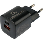 11035188 Cablexpert Зарядное устройство 20Вт, 3А, QC3.0/PD, 1xUSB, 1xType-C, черный, пакет (MP3A-PC-47)