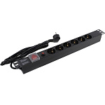 1717947 Exegate EX280831RUS Блок розеток ExeGate ServerPro PDU-19H606 Al-6S-EU2-SW-O, 19",1U,алюм, 6Sch, евровилка,2м,защ перегр