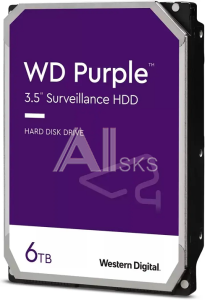 1000716980 Жесткий диск/ HDD WD SATA3 6TB Purple Surveillancer 5400 RPM 256Mb 1 year warranty (replacement WD63PURZ, WD62PURZ)