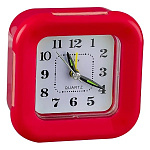 1863802 Perfeo Quartz часы-будильник "PF-TC-003", квадратные 9,5*9,5 см, подсветка, красные