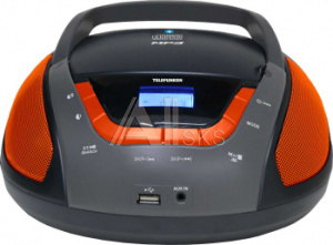 1211492 Аудиомагнитола Telefunken TF-CSRP3496B черный/оранжевый 2Вт/CD/CDRW/MP3/FM(dig)/USB/BT/SD