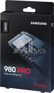 1000595766 Твердотельный накопитель Samsung SSD 500GB 980 PRO, V-NAND 3-bit MLC, Elpis, M.2 (2280) PCIe Gen 4.0 x4, NVMe 1.3c, R6900/W5000, IOPs 800 000/1 000