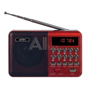1709618 Perfeo радиоприемник цифровой PALM FM+ 87.5-108МГц/ MP3/ питание USB или 18650/ красный (i90-red) [PF_A4871]