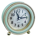 1863859 Perfeo Quartz часы-будильник "PF-TC-016", круглые диам. 10,5 см, подсветка, зелёные