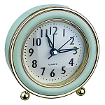 1863859 Perfeo Quartz часы-будильник "PF-TC-016", круглые диам. 10,5 см, подсветка, зелёные