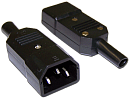 Вилка Вилка IEC 60320 C14, 10A, 250V, прямая, разборная, черная