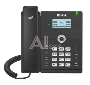 Стандартный IP-телефон Hitek, UC912E RU, до 4 SIP-аккаунтов, PoE, монохромный ЖКД 2.8" 192*64 пикс. с подсветкой, HD-звук, 8 прогр. клав., BLF/BLA, Bluetooth, WiFi, БП