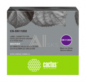 1449615 Картридж ленточный Cactus CS-DK11202 DK-11202 черный для Brother P-touch QL-500, QL-550, QL-700, QL-800