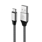 DCTYPECUNC Unico Кабель USB-С - USB, 2,1А, 480 Мбит/с, нейлон, металл, 1м, серый, RTL BOX