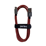 1663003 PERFEO Кабель USB2.0 A вилка - USB Type-C вилка, черно-красный, длина 3 м. (U4902)