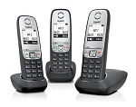359821 Р/Телефон Dect Gigaset A415 TRIO RUS черный (труб. в компл.:3шт) АОН