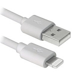 1456121 Defender USB кабель ACH01-03BH белый, USB(AM)-Lightning, 1м (87479)
