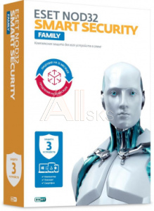 1101597 ПО Eset NOD32 Smart Security Family - 1год или продл на 20мес 3 devices Box (NOD32-ESM-1220(DNSBOX)-1-3)