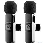 Defender Петличный микрофон Talky-138 wrls, черный, на прищепке, 2шт [64138]