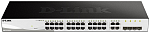 D-Link DGS-1210-28/F2A, L2 Smart Switch with 24 10/100/1000Base-T ports and 4 1000Base-T/SFP combo-ports.8K Mac address, 802.3x Flow Control, 256 of