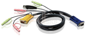 1000166987 Кабель KVM USB(тип А Male)+HDB15(Male)+2хАудио(Male) <-> SHDB15(Male)+2хАудио(Male) 3м черный CABLE HD15M/USBM/SP/SP-SPHD15M 3M