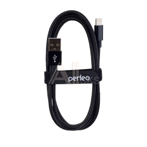 1663026 PERFEO Кабель для iPhone, USB - 8 PIN (Lightning), черный, длина 1 м. (I4303)