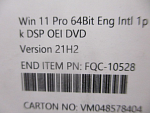 FQC-10528 in pack. Windows 11 Pro English OEM DVD Pack