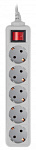 619890 Сетевой фильтр PC Pet AP01006-3-G 3м (5 розеток) серый (пакет ПЭ)