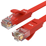 1000493723 Greenconnect Патч-корд PROF плоский прямой 10.0m, UTP медь кат.6, красный, позолоченные контакты, 30 AWG, GCR-LNC624-10.0m, ethernet high speed 10