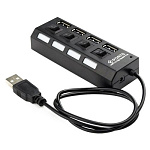 1815635 Концентратор USB 2.0 Gembird UHB-U2P4-02 с подсветкой и выключателем, 4 порта, блистер (UHB-U2P4-02)