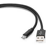 1427689 Gembird Кабель USB 2.0 Cablexpert CC-mUSB2bk1m, AM/microBM 5P, 1м, нейлоновая оплетка, алюминиевые разъемы, черный, пакет