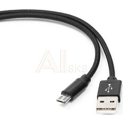1427689 Gembird Кабель USB 2.0 Cablexpert CC-mUSB2bk1m, AM/microBM 5P, 1м, нейлоновая оплетка, алюминиевые разъемы, черный, пакет